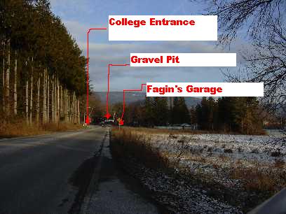 College entrance and gravel pit
